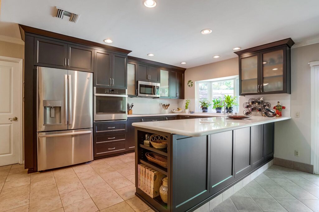 Alder-Espresso Stained Kitchen Cabinets in El Cajon